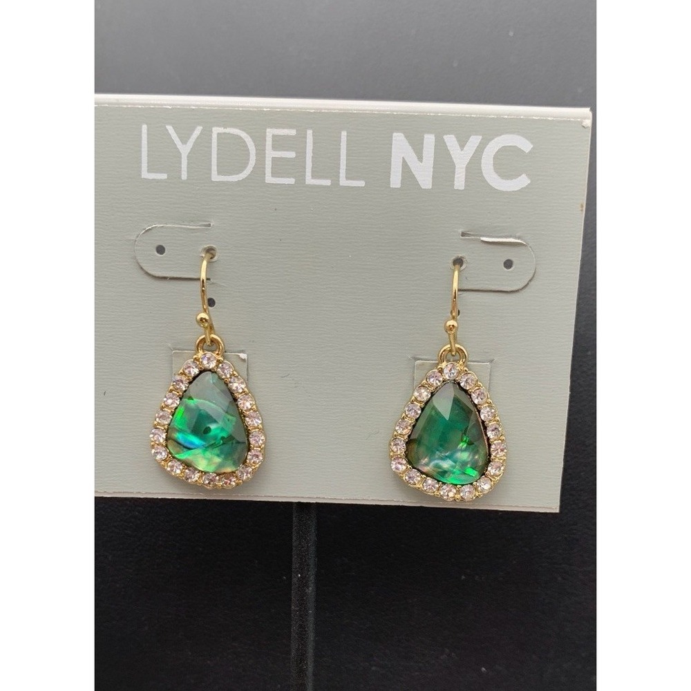 NWT NOS Lydell NYC Gold Tone  Rhinestone And Faux Abalone Pierced Earrings